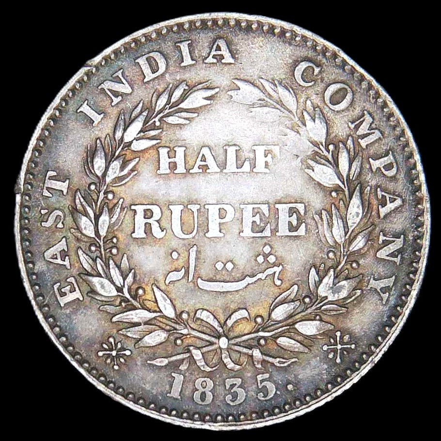 India. East India Company. 1/2 Rupee. 1835. A selection.