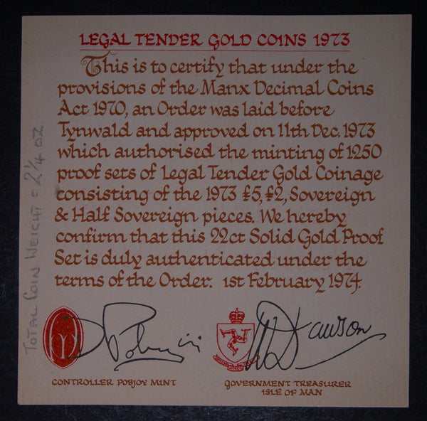 Isle of Man. Gold proof set. 1973