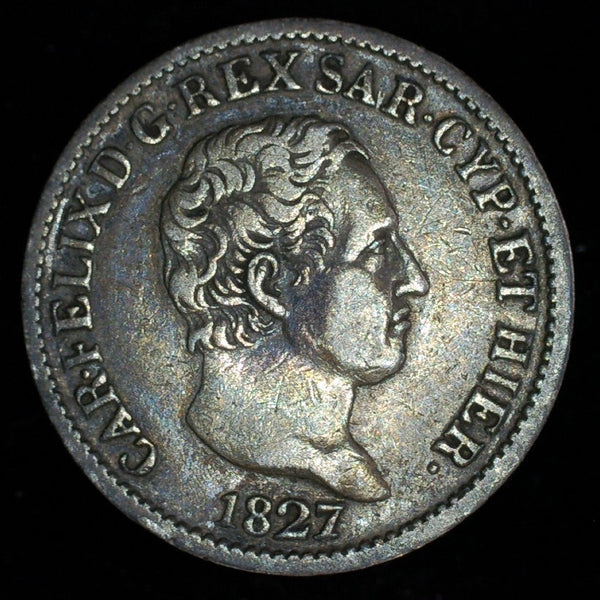 Italy. Sardinia. 50 Centisimi. 1827