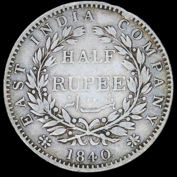 India. East India Company. 1/2 Rupee. 1840. A selection.