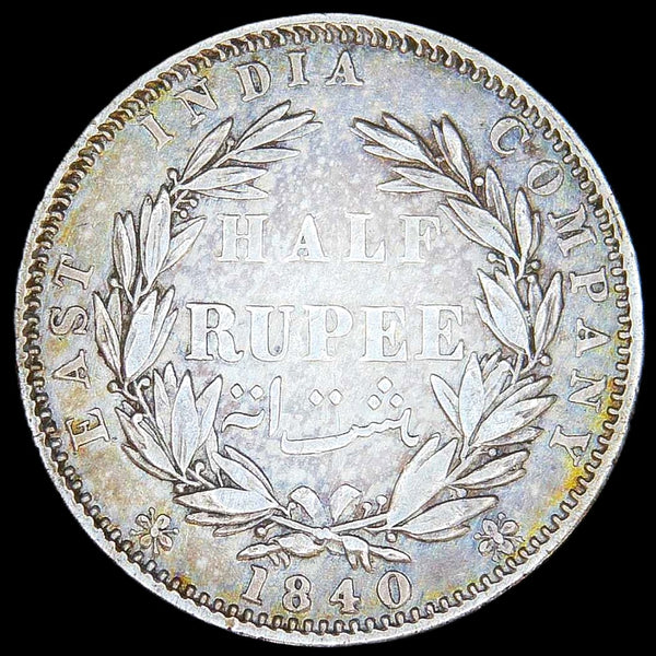 India. East India Company. 1/2 Rupee. 1840. A selection.
