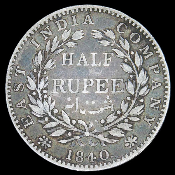 India. East India Company. 1/2 Rupee. 1840. A selection.