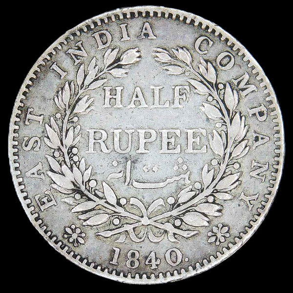 India. East India Company. 1/2 Rupee. 1840. A selection.