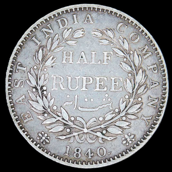 India. East India Company. 1/2 Rupee. 1840. A selection.