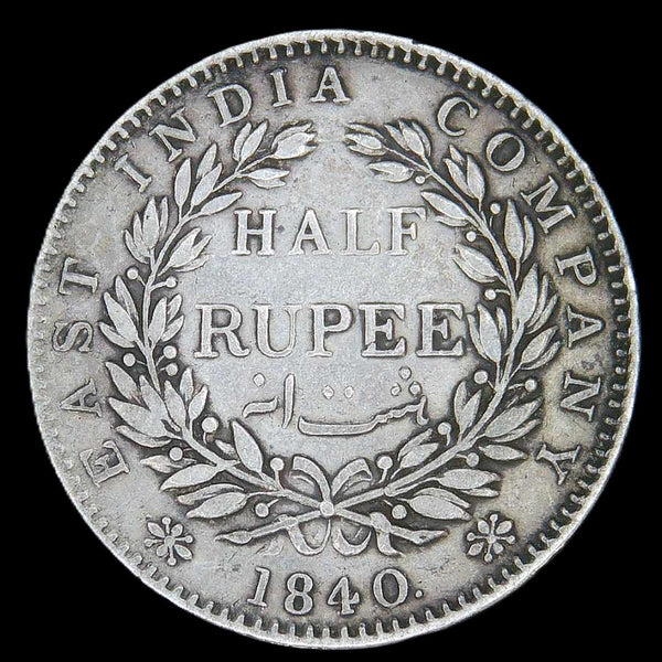 India. East India Company. 1/2 Rupee. 1840. A selection.