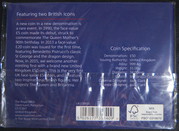 Royal Mint. Britannia Fifty Pounds. 2015