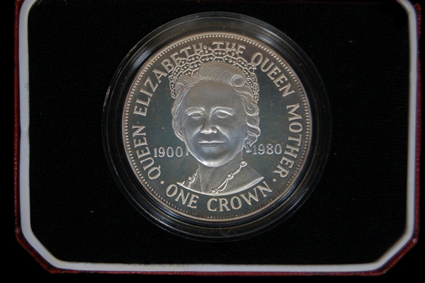 Isle of Man. Proof silver Crown. 1980. Queen Mother.