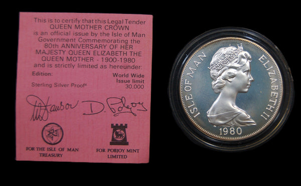 Isle of Man. Proof silver Crown. 1980. Queen Mother.