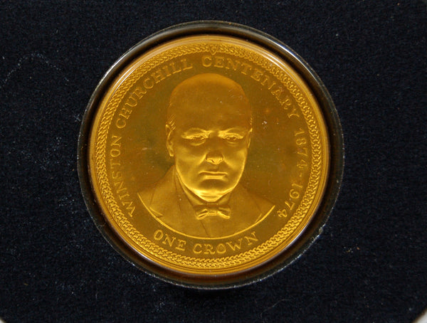 Isle of Man. Proof silver Crown. 1974. Churchill centenary.