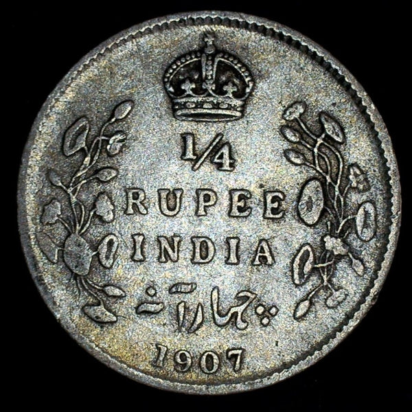 India. Quarter Rupee. 1907.