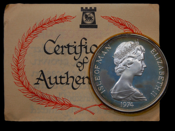 Isle of Man. Proof silver Crown. 1974. Churchill centenary.