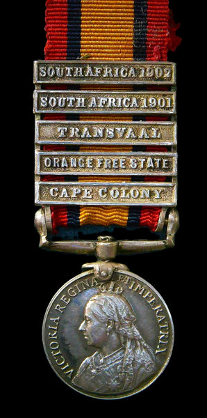 Queens South Africa medal. 5 clasps. Miniature