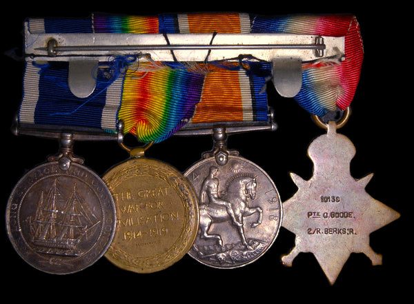 WW1. 1914 Star Trio & Naval LS&GC. Goode. R Berks Regt. & RN