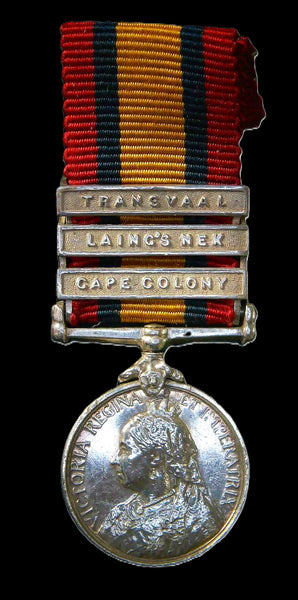 Queens South Africa Medal. 3 clasps. Miniature.