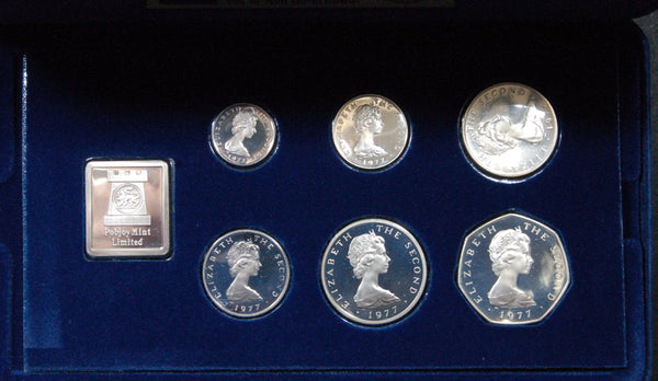 Isle of Man. 6 coin silver proof set. 1977