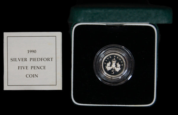 Royal Mint. Silver Piedfort Proof five pence. 1990.