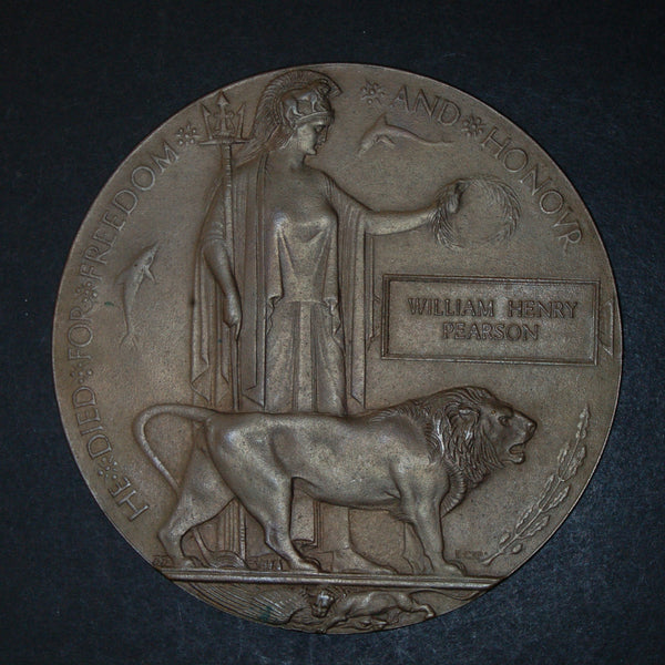 WW1. Death plaque. William Henry Pearson **RESERVED**