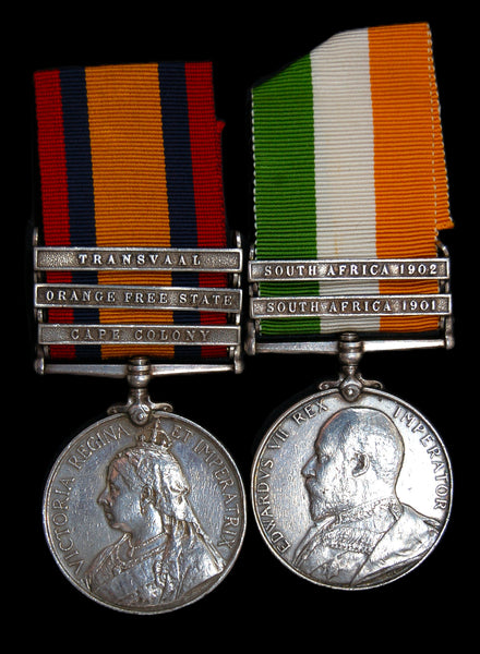 Boer War. QSA & KSA pair. The Queens Regiment. Burns.