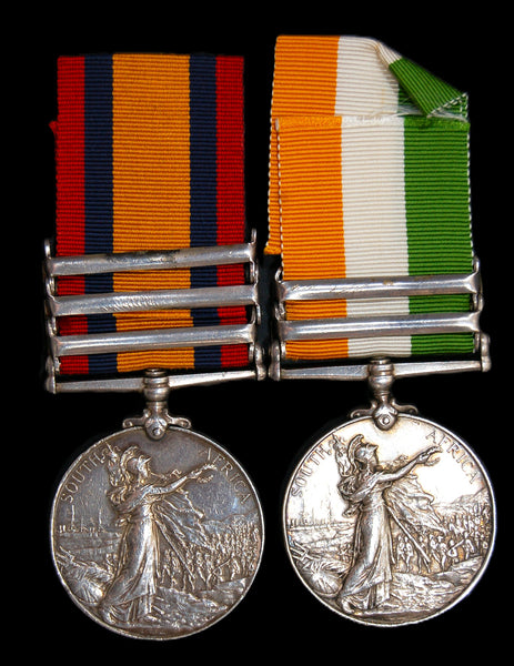 Boer War. QSA & KSA pair. The Queens Regiment. Burns.