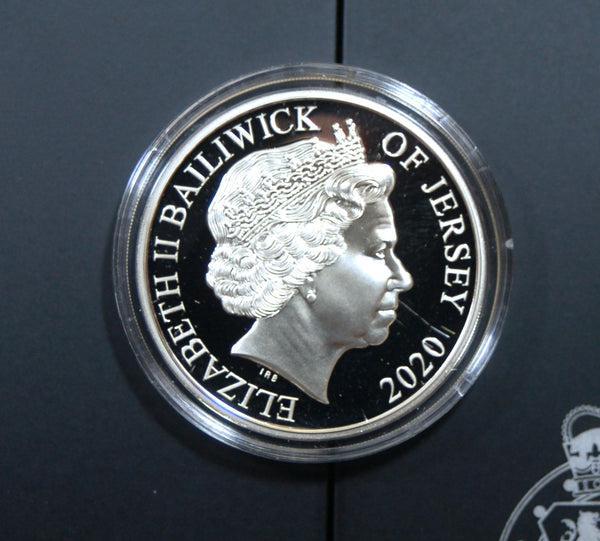 Jersey. Silver proof £5. Remembrance poppy issue. 2020.