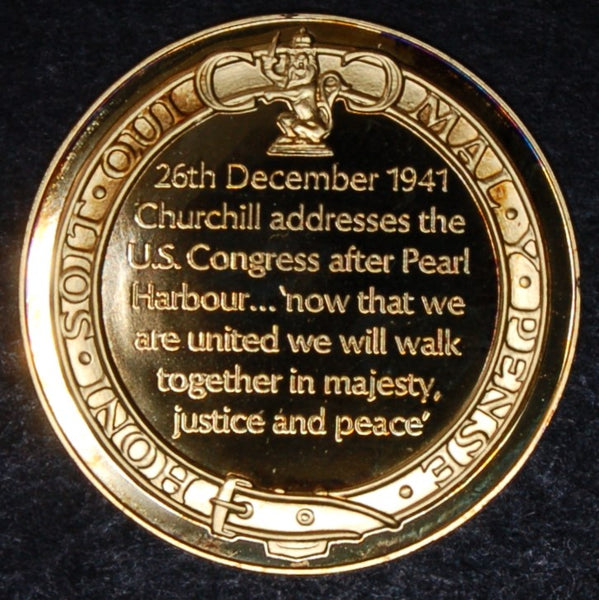 Winston Churchill Silver gilt medallion by Pinches. 1974