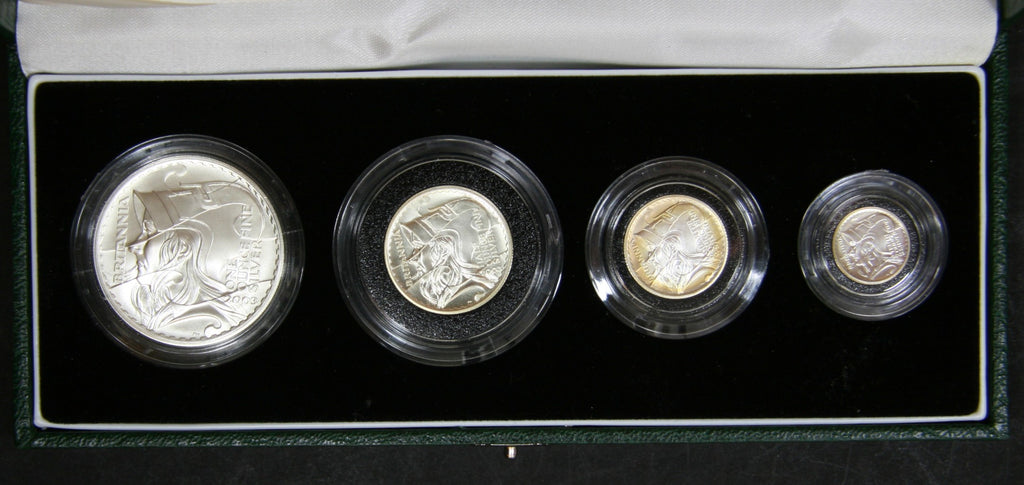 Elizabeth II. Silver proof 4 coin Britannia set. 2003.