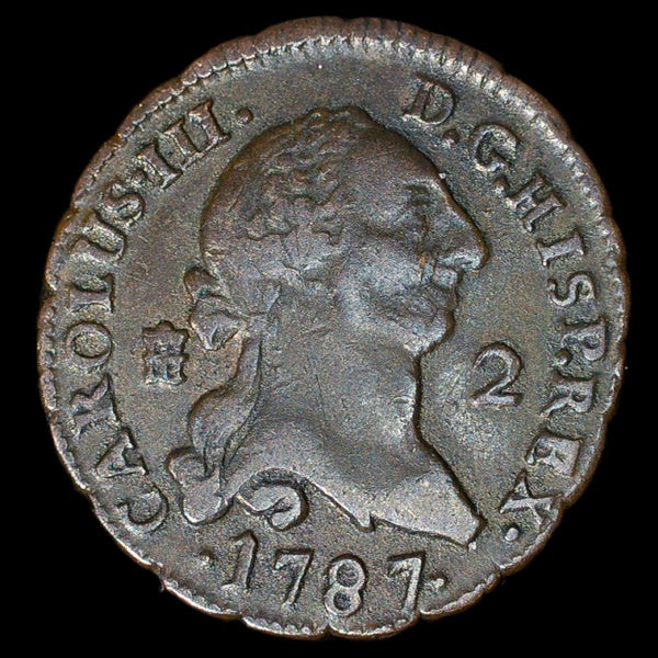 Spain. 2 Maravedis. 1787
