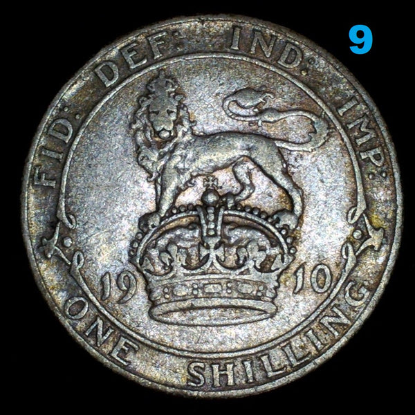 Edward VII. Shilling. 1910. A selection.