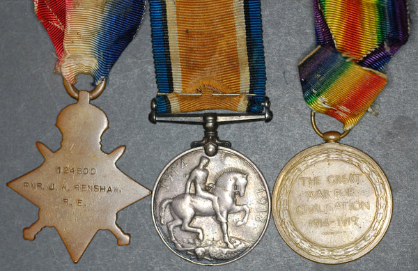WW1. 1914-15 star Trio. Renshaw. R.E.