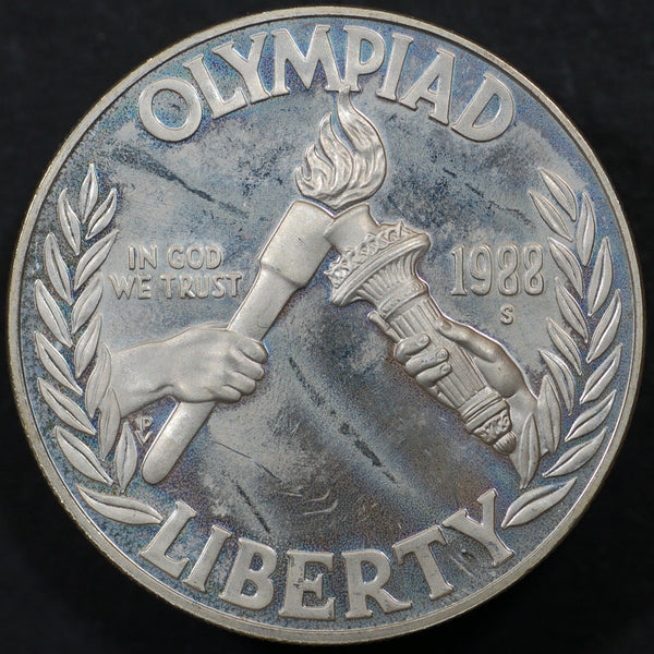 USA. Silver proof commemorative dollar. 1988