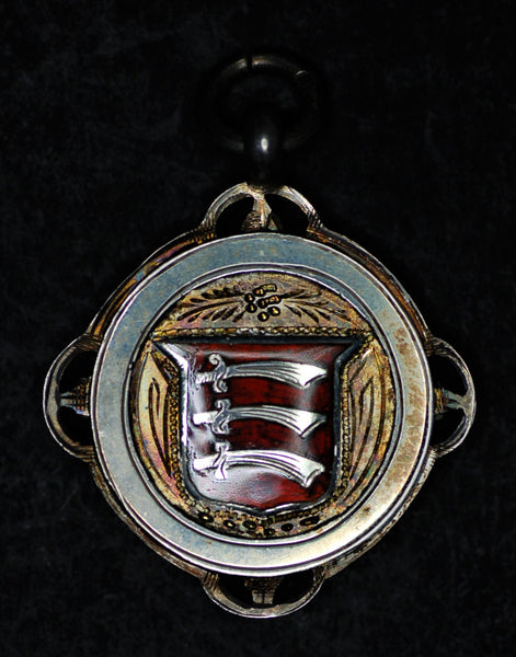 Silver & enamel watch chain medal. Arms of Middlesex.