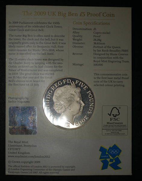 Royal Mint. Proof 5 pounds. 2009. Big Ben