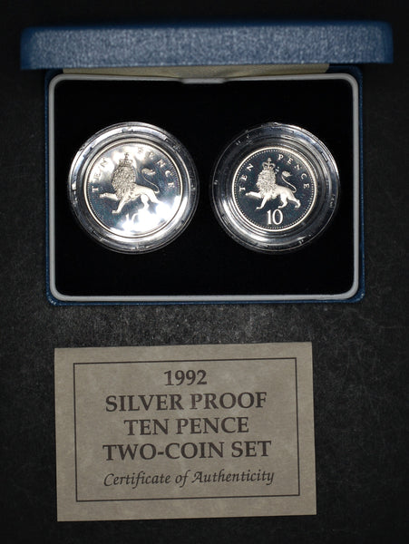 Royal Mint. Silver proof ten pence 2 coin set. 1992