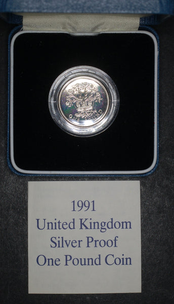 Royal mint. Silver proof one pound. 1991