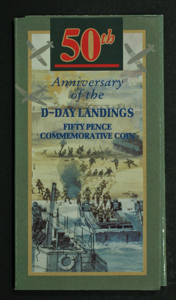 Elizabeth II. 50 pence. D Day landings in folder.