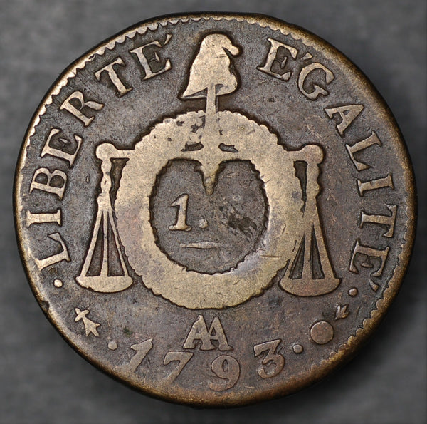 France. 1 Sol. 1793AA