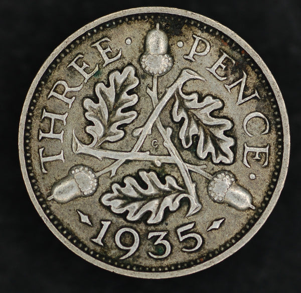 George V. Threepences. 1920-1936. Circulated