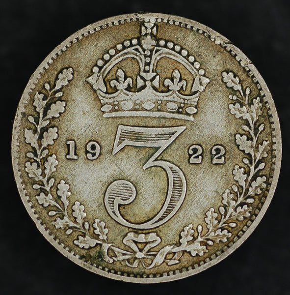 George V. Threepences. 1920-1936. Circulated