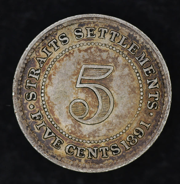 Straits Settlements. 5 Cents. 1891