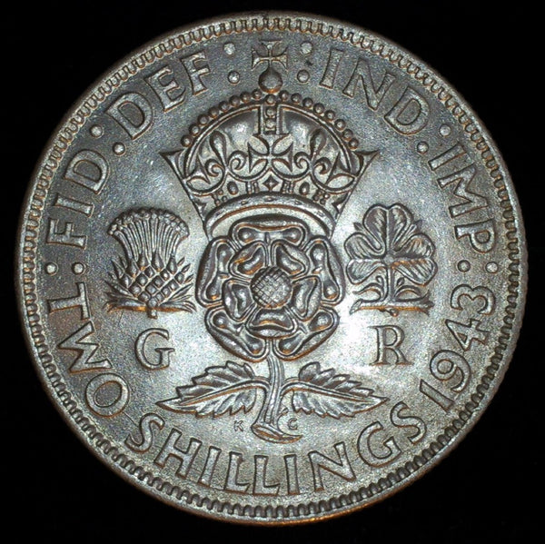 George VI. Florin. 1943. A selection.