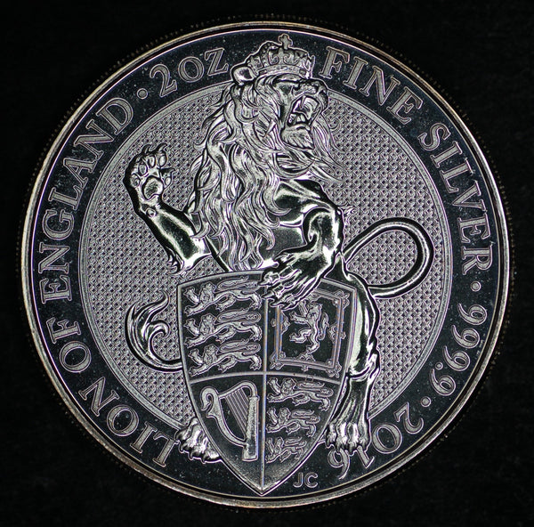 Elizabeth II. The queens beasts, set of 10, 2 ounce silver coins