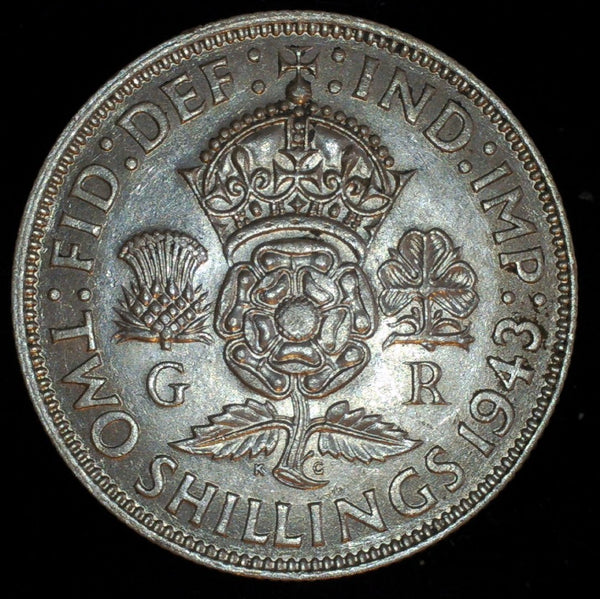 George VI. Florin. 1943. A selection.