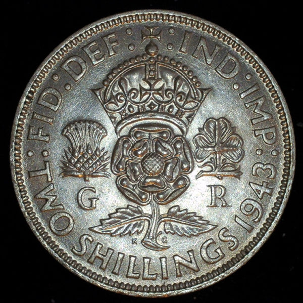 George VI. Florin. 1943. A selection.