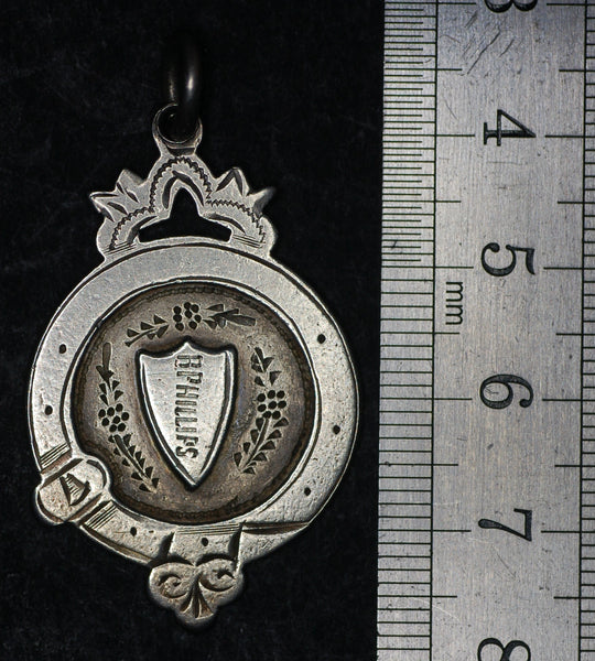 Silver watch chain fob/medal. Phillips. R.E. Boxing