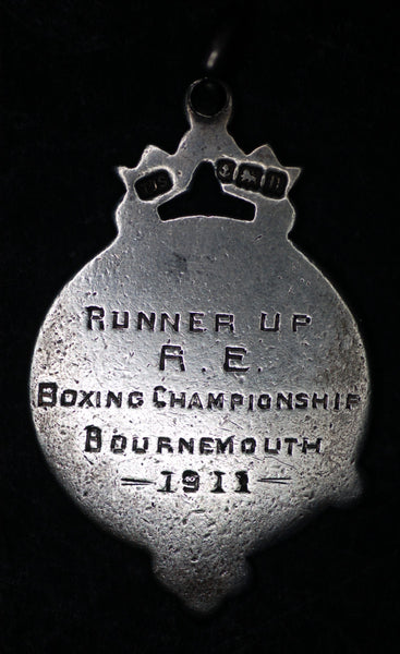 Silver watch chain fob/medal. Phillips. R.E. Boxing