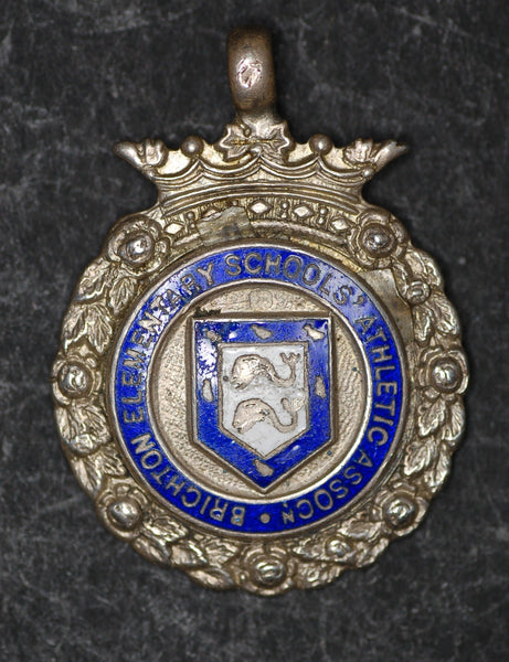 Silver watch chain fob/medal. Brighton schools