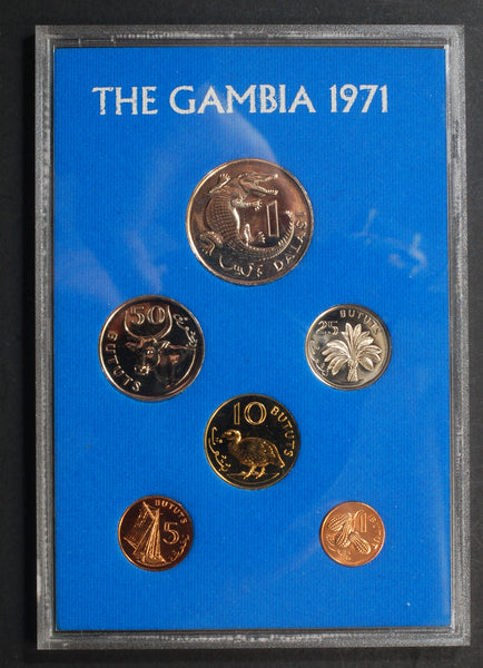Gambia. Proof set.  First decimal coinage. Royal Mint 1971.