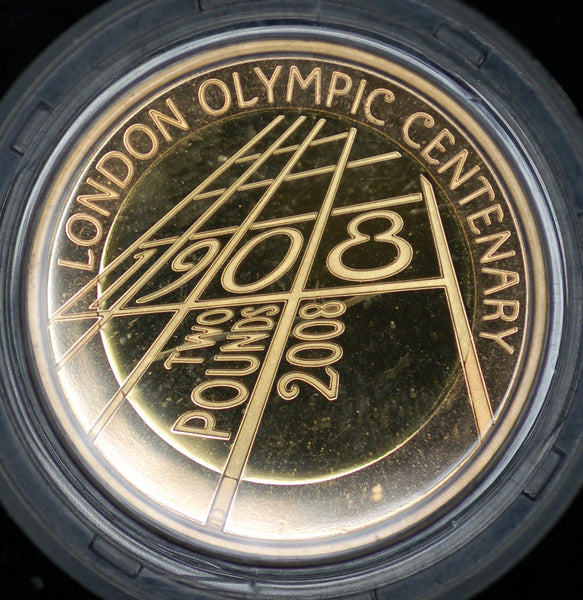 Elizabeth II. Proof gold £2. 4th Olympiad centenary 2008.