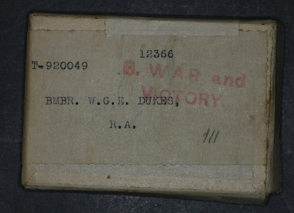 WW1. Pair. Dukes. R.A. With box & research