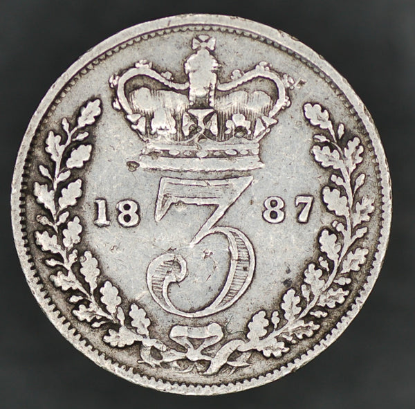 Victoria. Threepence. 1887 young head.